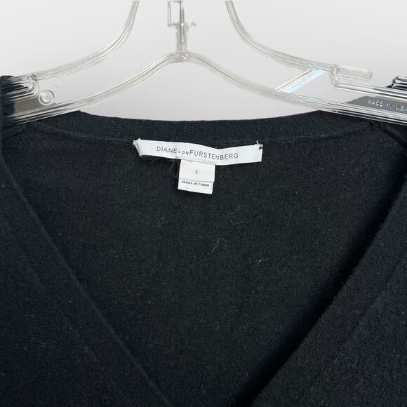 Diane Von Furstenberg Dena Cardigan | silk ruffle detail | wool cashmere sweater - Picture 4 of 7